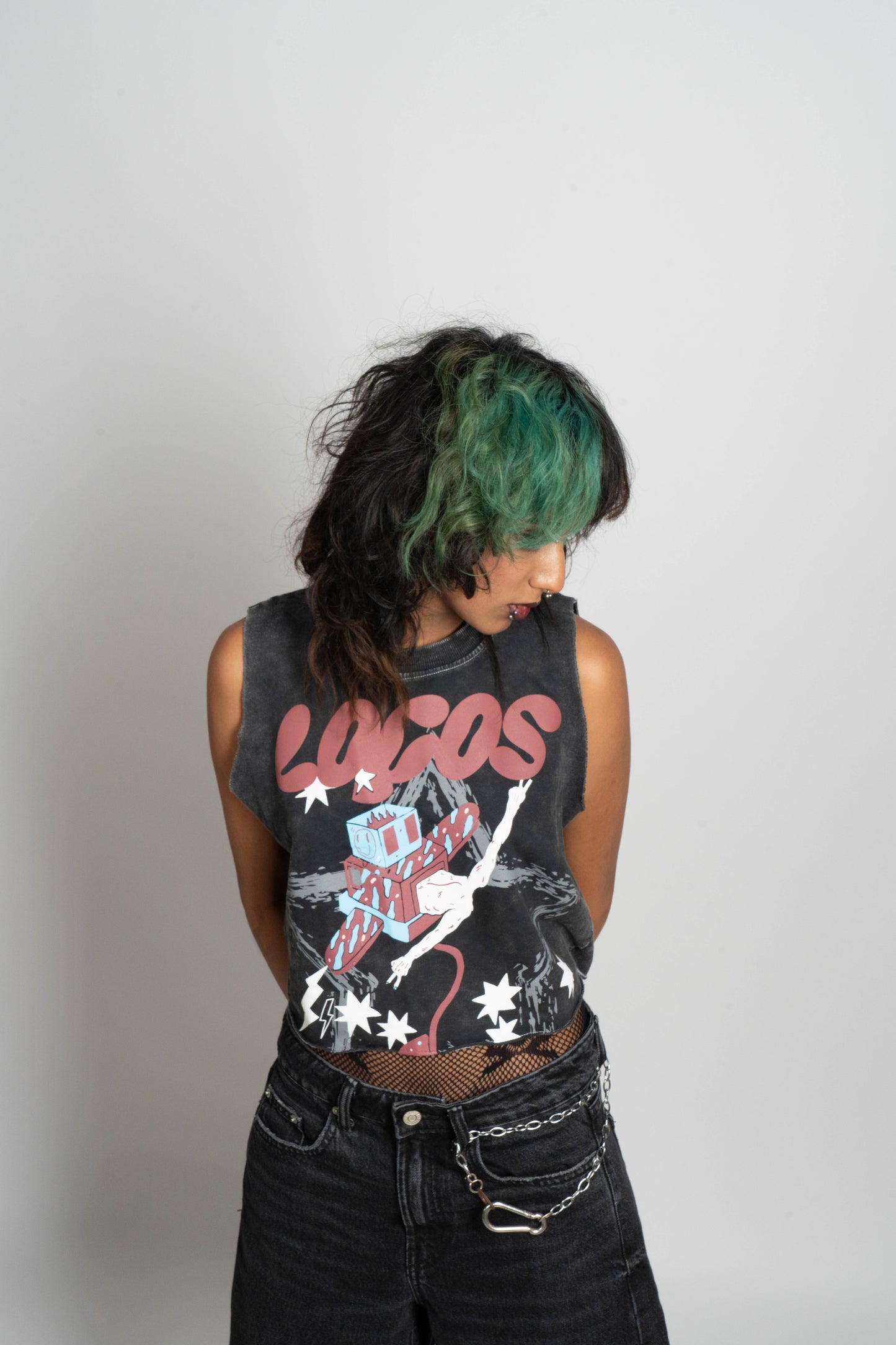 Cosmic Chaos Cropped Muscle Tee