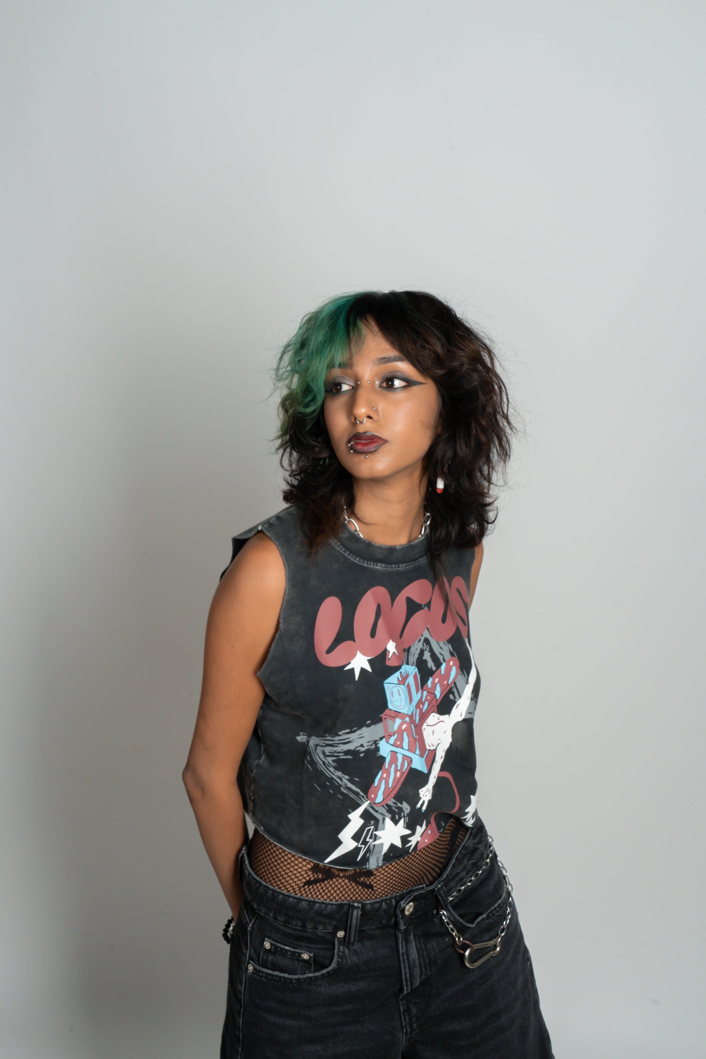 Cosmic Chaos Cropped Muscle Tee