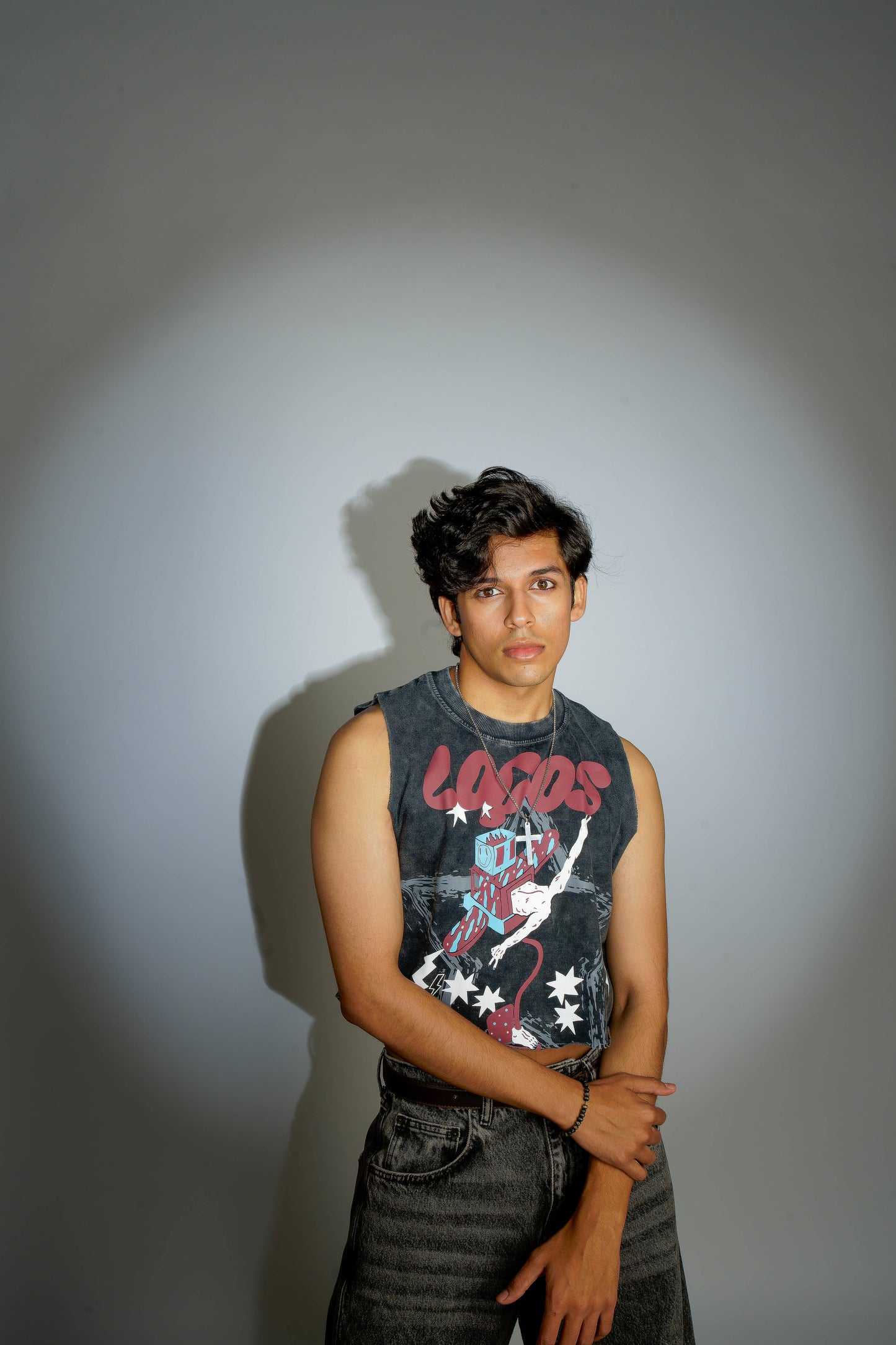 Cosmic Chaos Cropped Muscle Tee