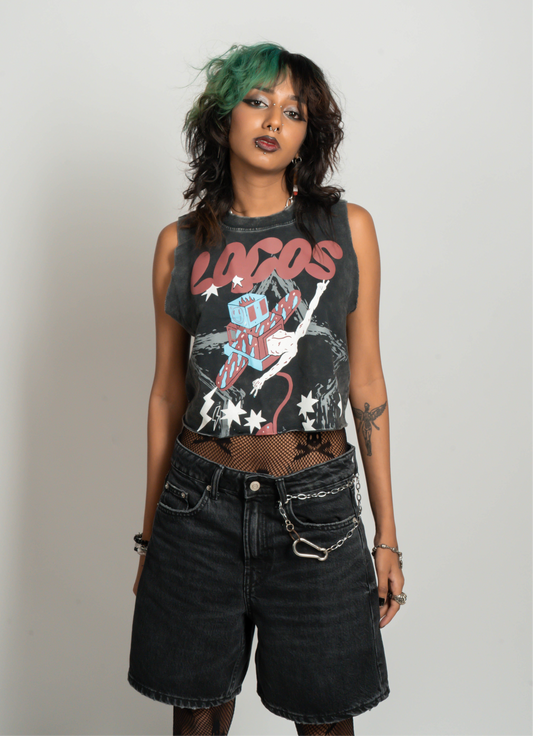 Cosmic Chaos Cropped Muscle Tee
